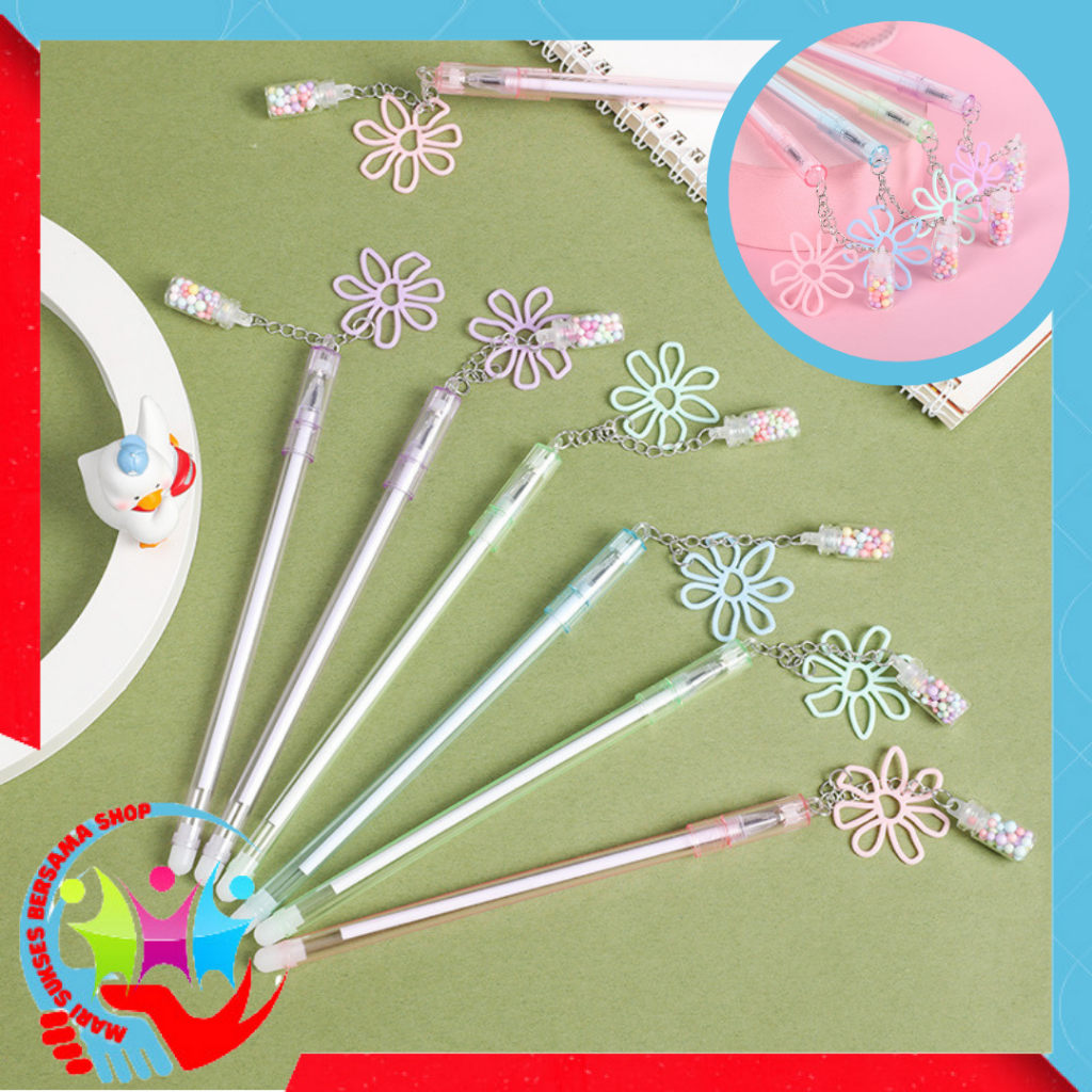 

MSBS Pulpen Lucu Aesthetic Pena Gantungan Botol Bunga Fancy Pen Pena Gel Bolpen Unik warna pastel cute Bola Salju Warna Warni Alat Tulis Kantor