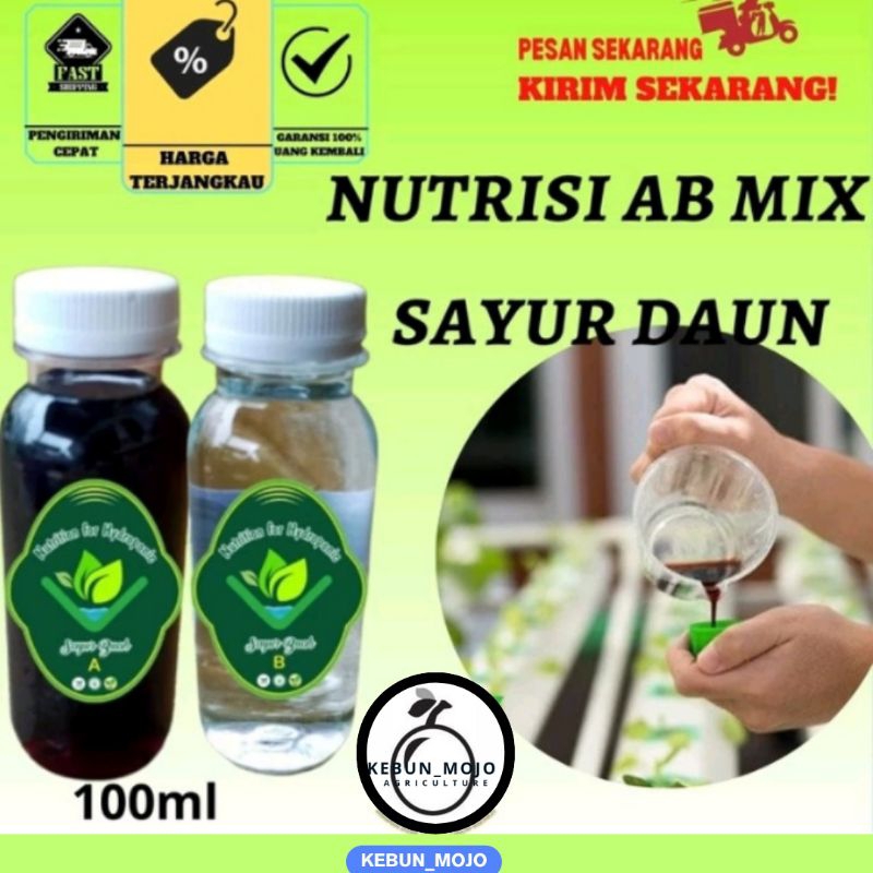 Pupuk Nutrisi AB mix Sayuran daun 100 ml Untuk 20 liter air