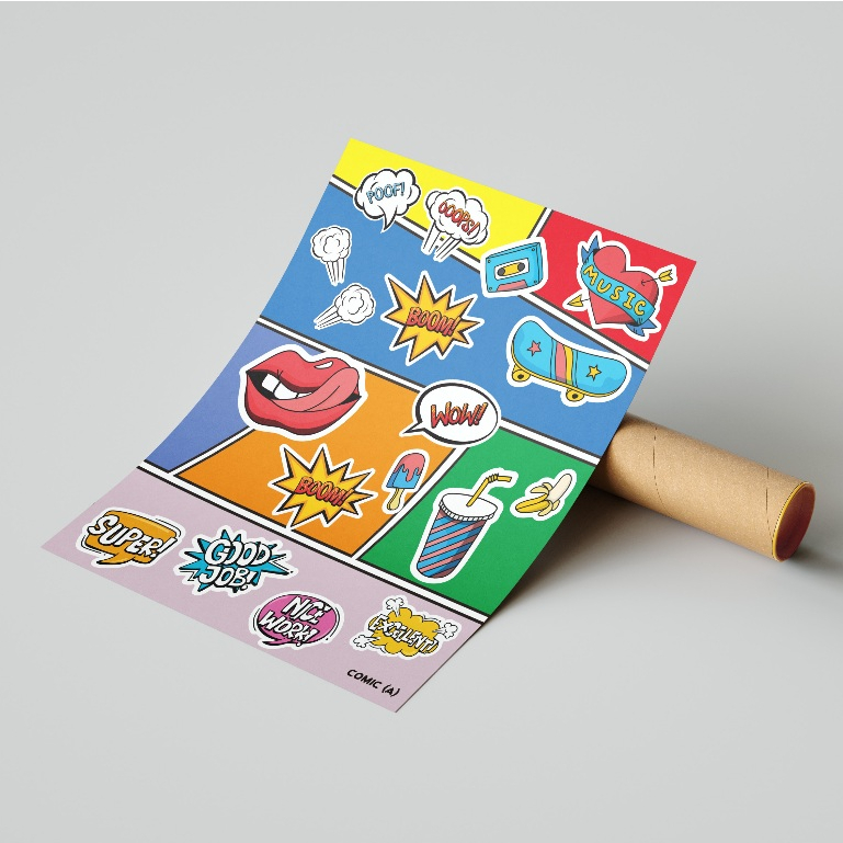 

More.art - Comic sticker pack, sticker sheet aeshtetic untuk dekorasi scrapbook,journaling phonecase