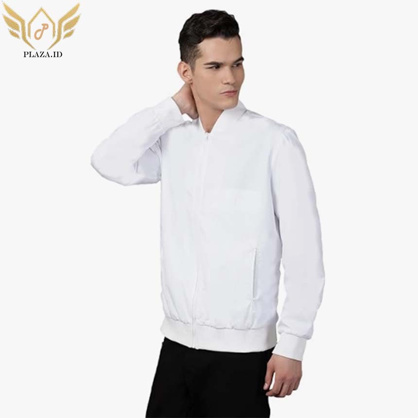 BOMBER PRIA JAKET BOMBER RESLETING S-6XL HITAM JAKET JUMBO PUTIH