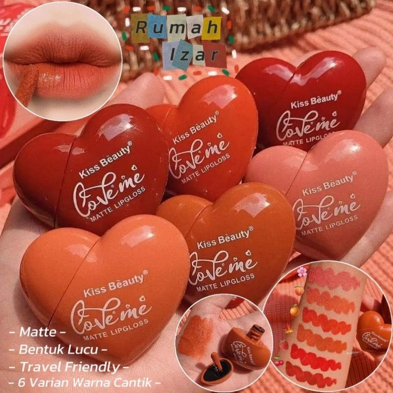 Kiss Beauty Lipcream Lipmatte Love Me Lipstik Matte Lucu Bentuk Cinta