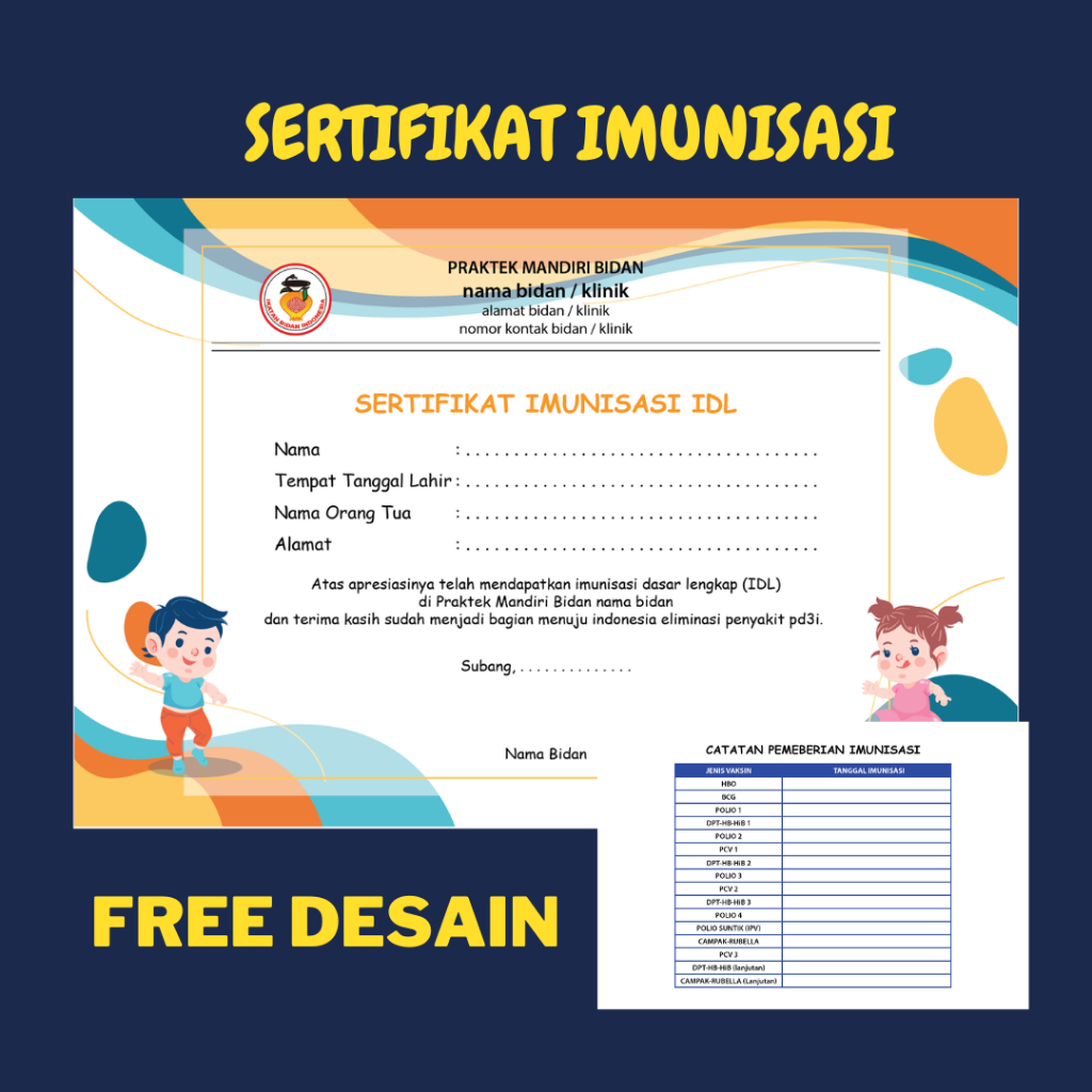 

custom sertifikat imunisasi IDL