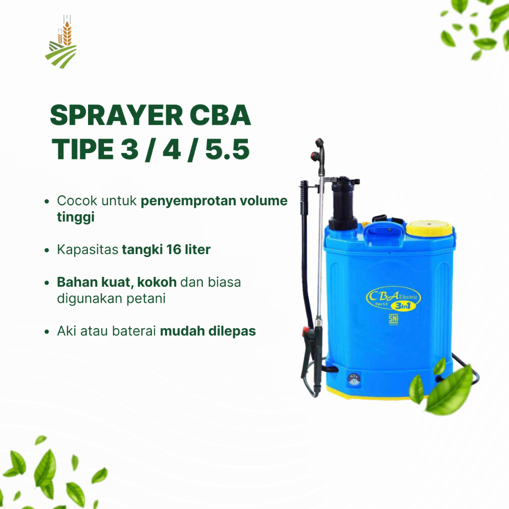 Sprayer Elektrik CBA Tipe 3/4/5,5 | Kapasitas Tangki 16 Liter Recharge