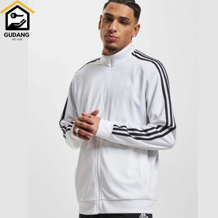 BOMBER PRIA JAKET BOMBER RESLETING S-6XL HITAM JAKET JUMBO PUTIH STRIP