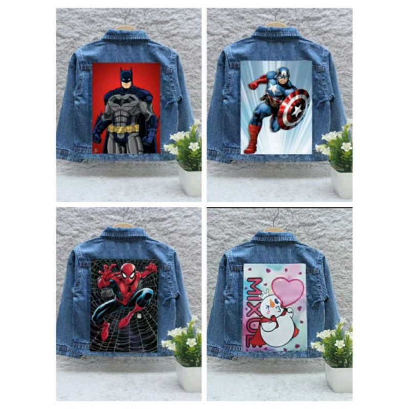 JAKET JEANS ANAK COWOK 3D GAMBAR KARAKTER USIA 1-10TAHUN