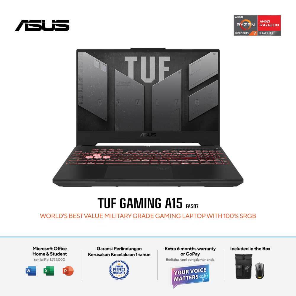 ASUS TUF GAMING A15 FA507UI - RYZEN 9-8945HS - 16GB - 1TB - RTX4070 8GB - 15"FHD - W11 - OFFICE