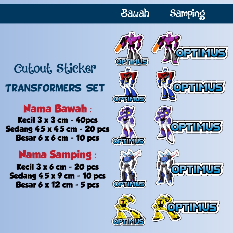 

sticker nama cutout transformers