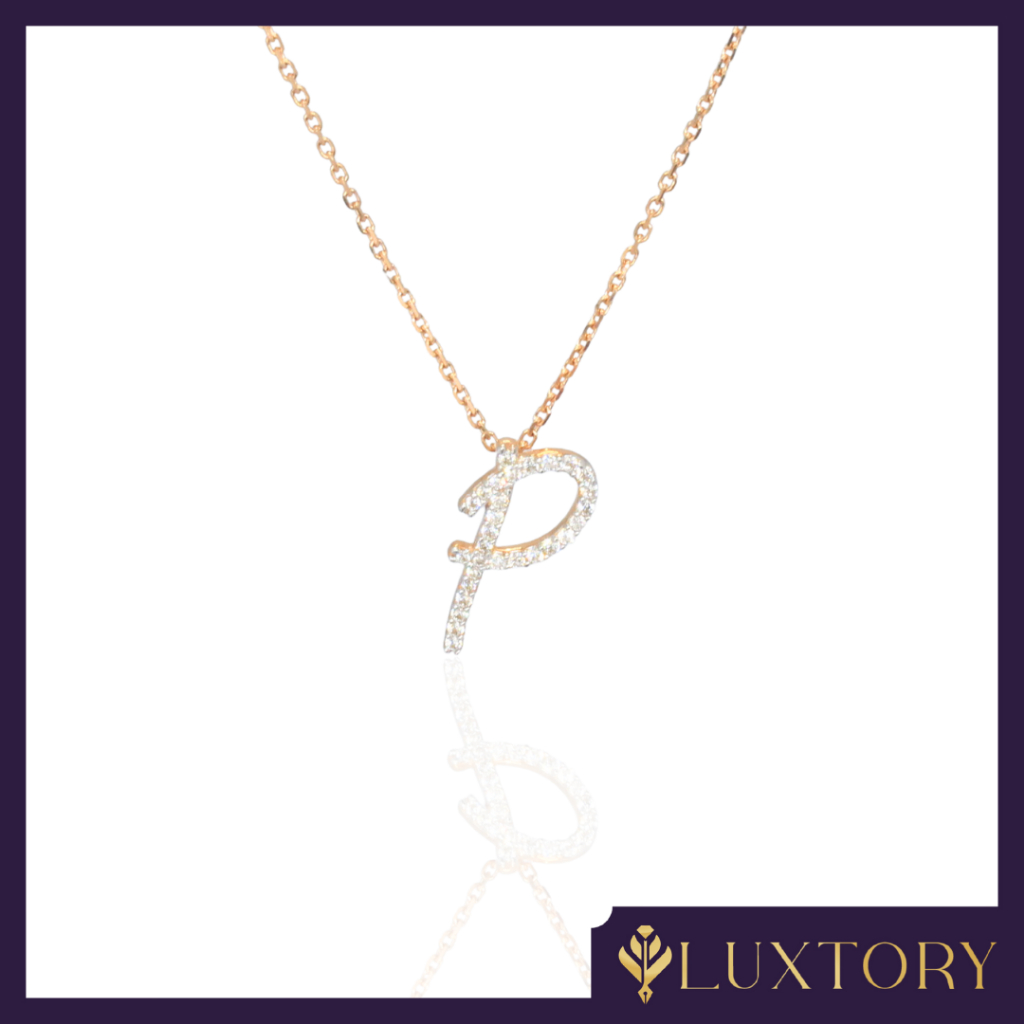 Kalung Emas Huruf "P" Permata 17K