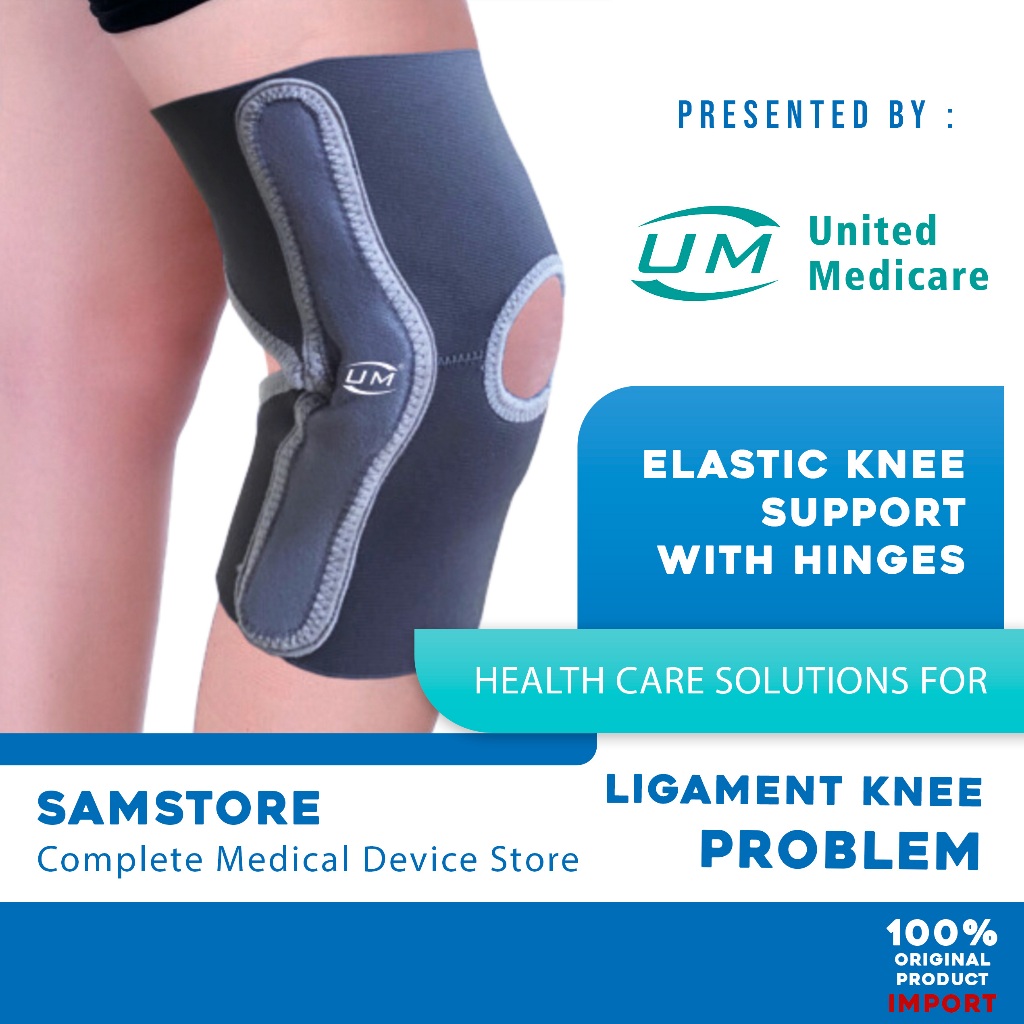 UM Orthotic Elastic Knee Support Hinges - Deker Lutut Engsel Besi Penyangga Lutut Cidera ACL PCL