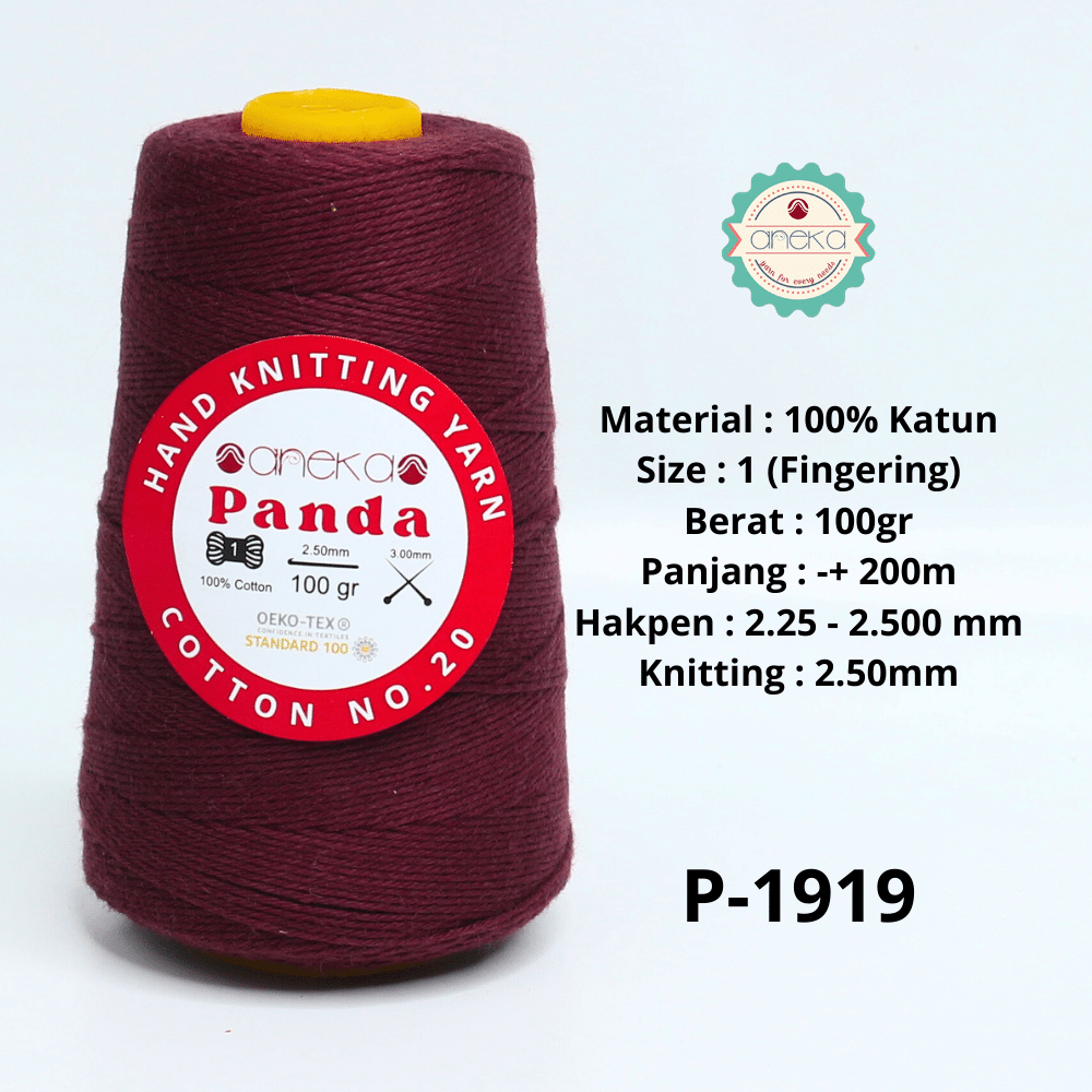 ANEKA - Benang Rajut Katun Panda / Cotton Yarn - 1919 (Maroon)