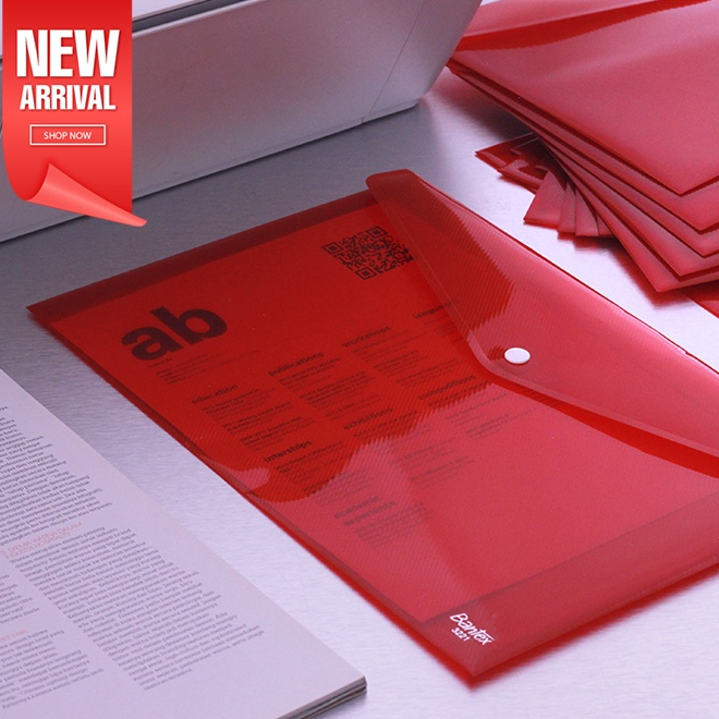 

12pcs Map Kancing Plastik Folio F4 Bantex Trendy Red