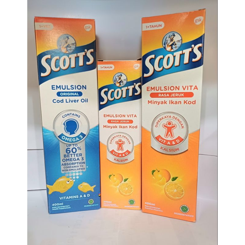 Scott's Emulsion Original 400ml | Scott's Emulsion Vita(Rasa Jeruk) 200ml/400ml