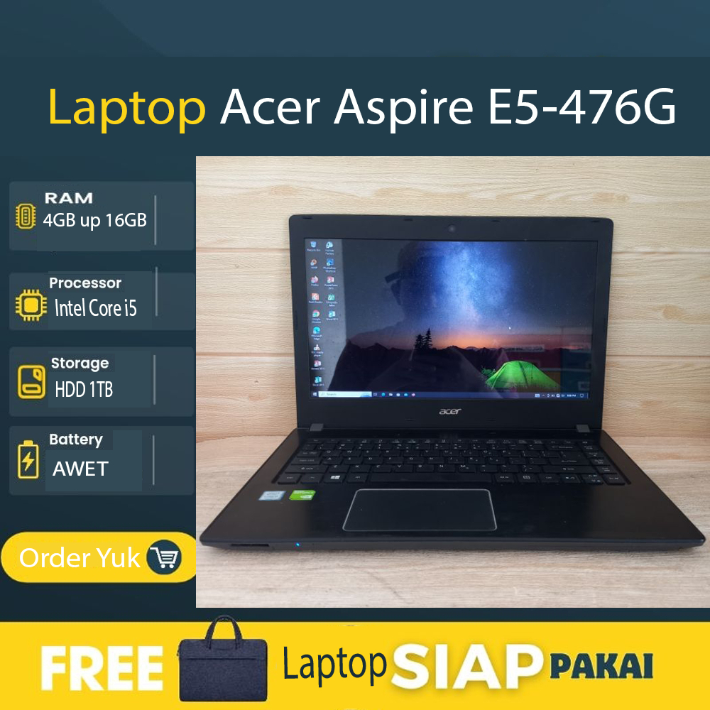 Laptop Acer Aspire E5-476G i5-8250U 8GB HDD 1TB Nvidia MX150-2GB Windows10