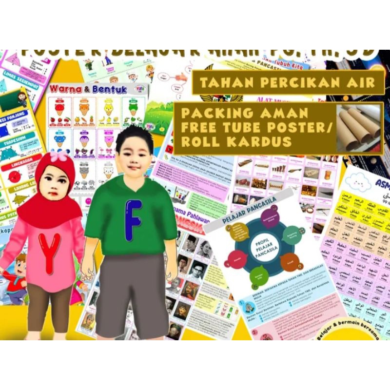 123 Poster Asmaul Husna - Poster Edukasi Anak - Poster belajar anak - Poster wipe and clean - perlen