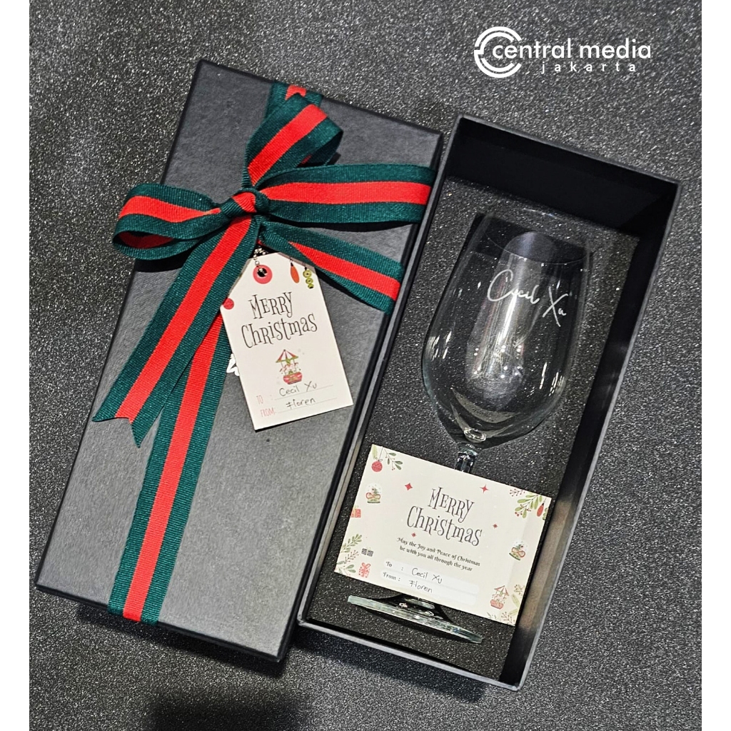 Hampers Engraved Wine Glass Custom + Hard Box Gelas Wine Grafir Custom Hampers Imlek Chinese New