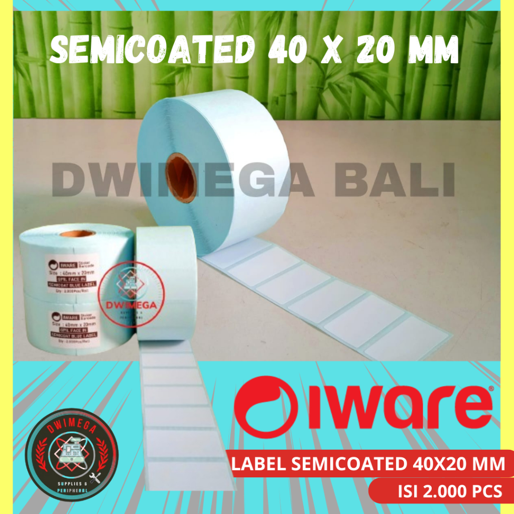 

LABEL BARCODE UKURAN 40x20 1 line isi 2.000 pcs JENIS SEMICOATED