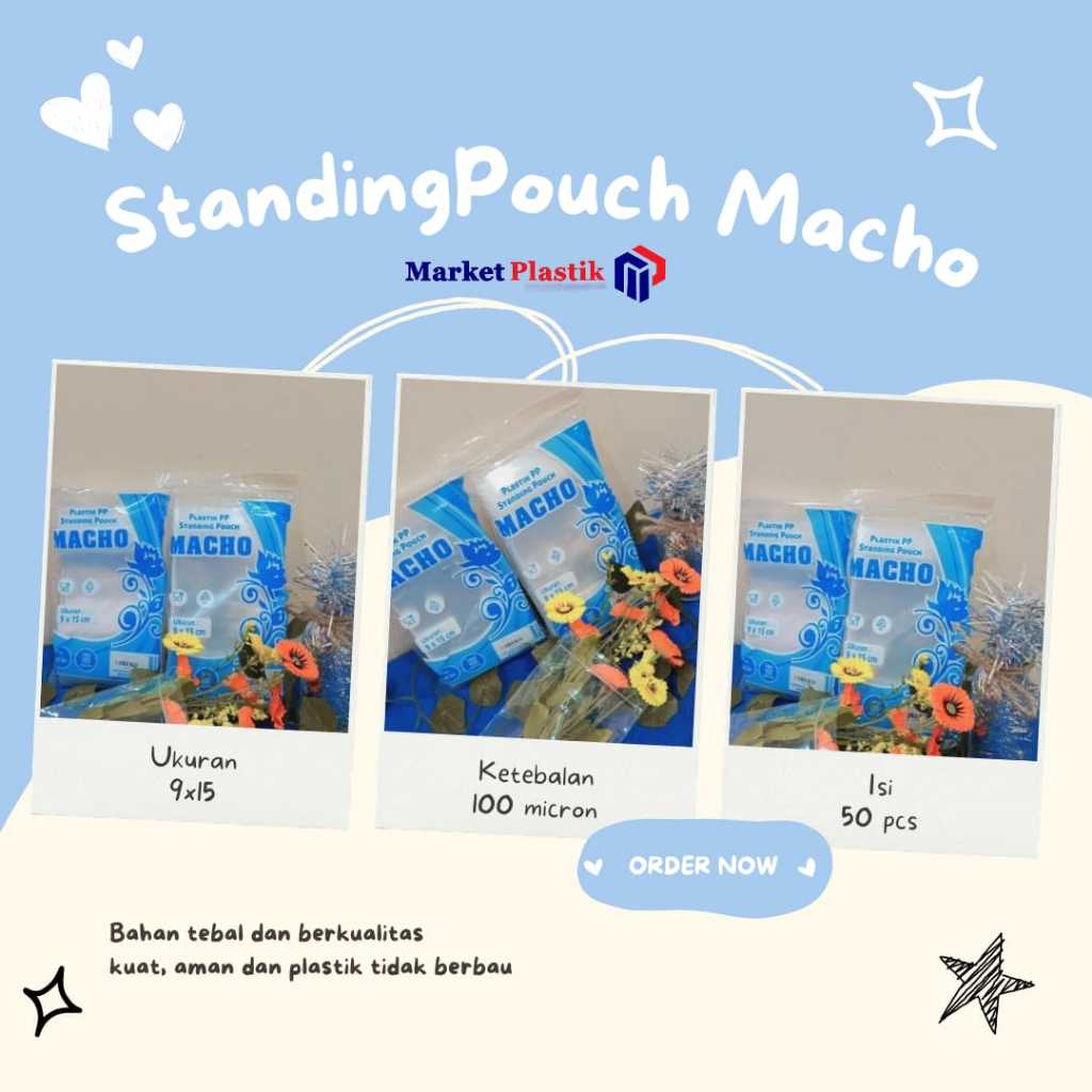 Plastik Berdiri / Plastik Ziplock / Standing Pouch Macho 9x15