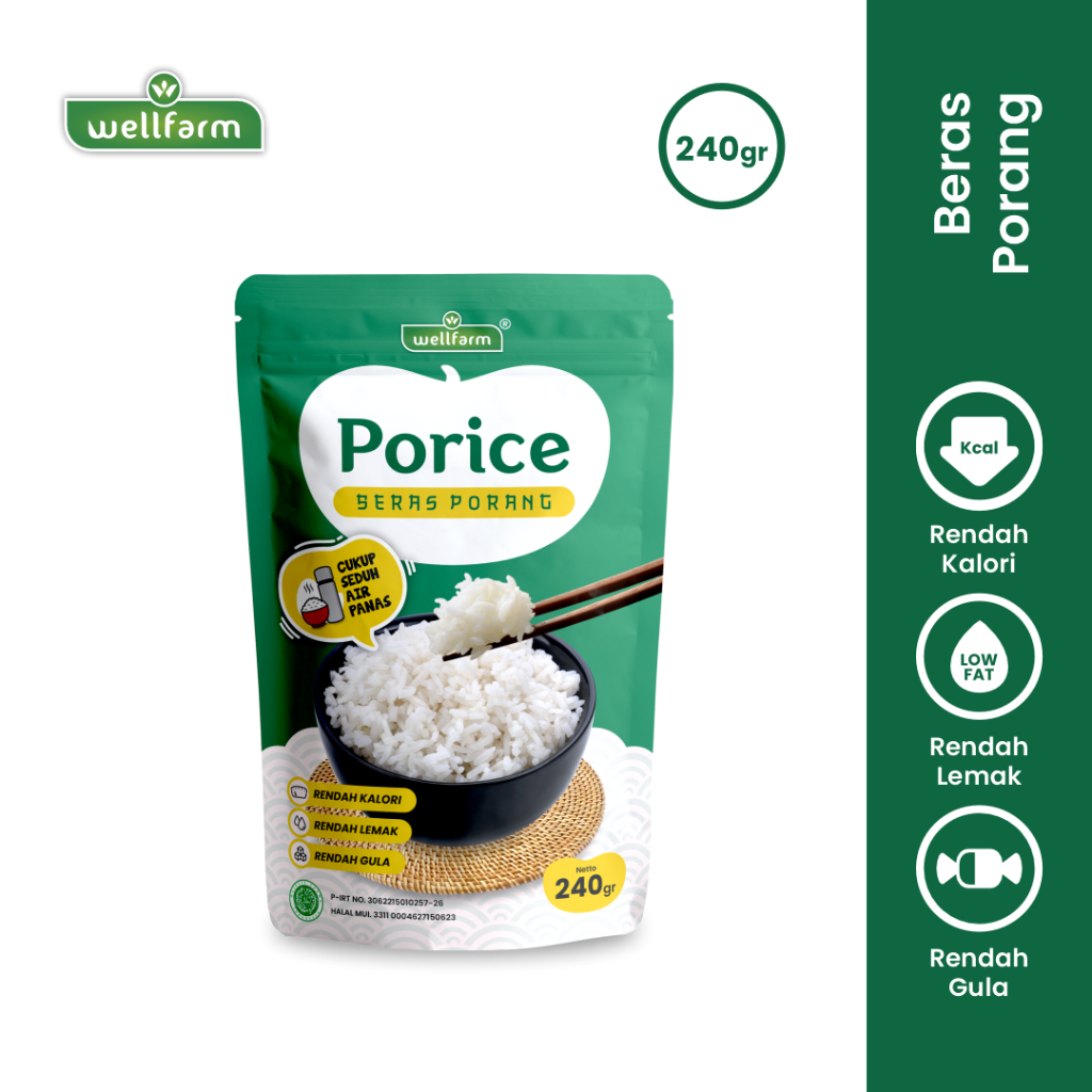 Beras Porang Porice, Baik Untuk Diet dan Diabetes | WellFarm Shirataki Porang Konjac Rice