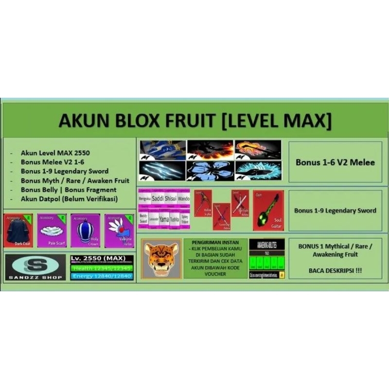 Akun Blox Fruit [Level MAX][DATPOL]