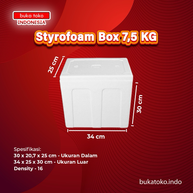 Styrofoam Box 7,5 Kg | 34 x 25 x 30 | Box Ikan, Frozen Food, Sayur dan Buah