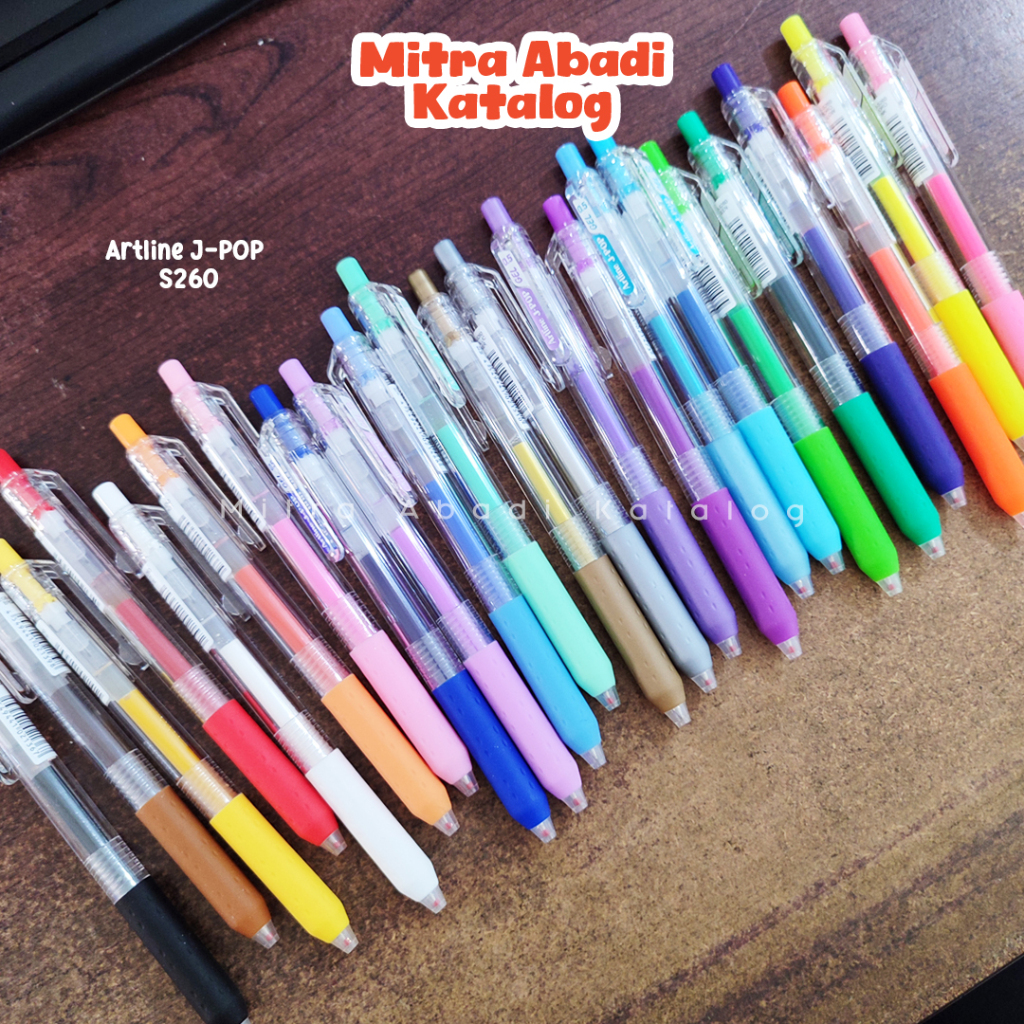 

(1 PCS) PULPEN ARTLINE JPOP EGB-S260 / BOLPEN GEL TINTA WATER BASE WARNA WARNI J-POP 0,5 MM GEL INKED ROLLER BALL ALAT TULIS / MITRA ABADI KATALOG JOGJA