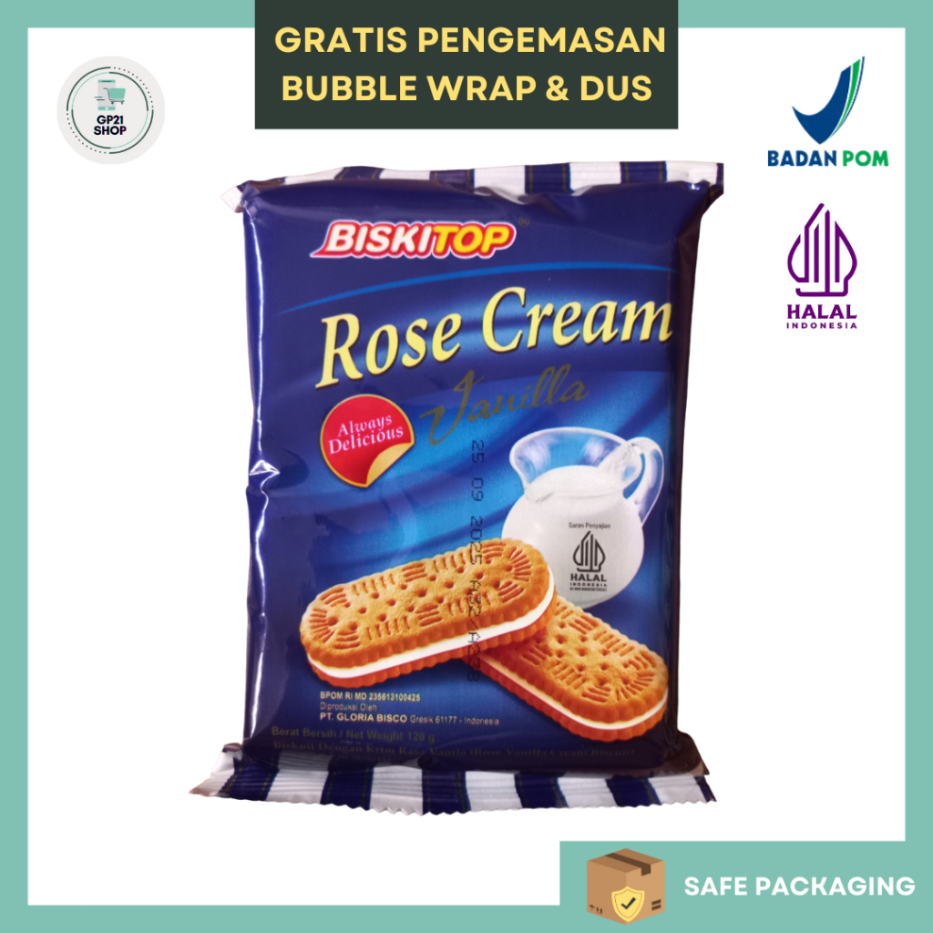 

Biskitop Rose Cream Vanilla 120gr - Biskuit Vanilla Snack Cemilan Murah Enak