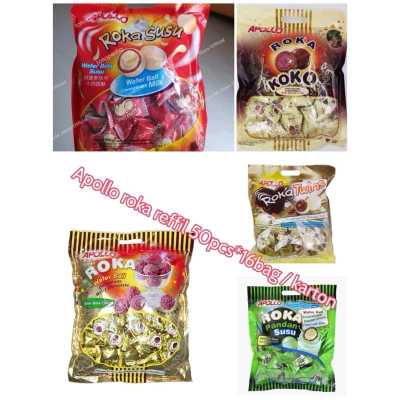 

APOLLO ROKA WAFER BOLA Isi 50pc | Apollo Roka Wafer Ball Chocolate Netto 300gr || UNK