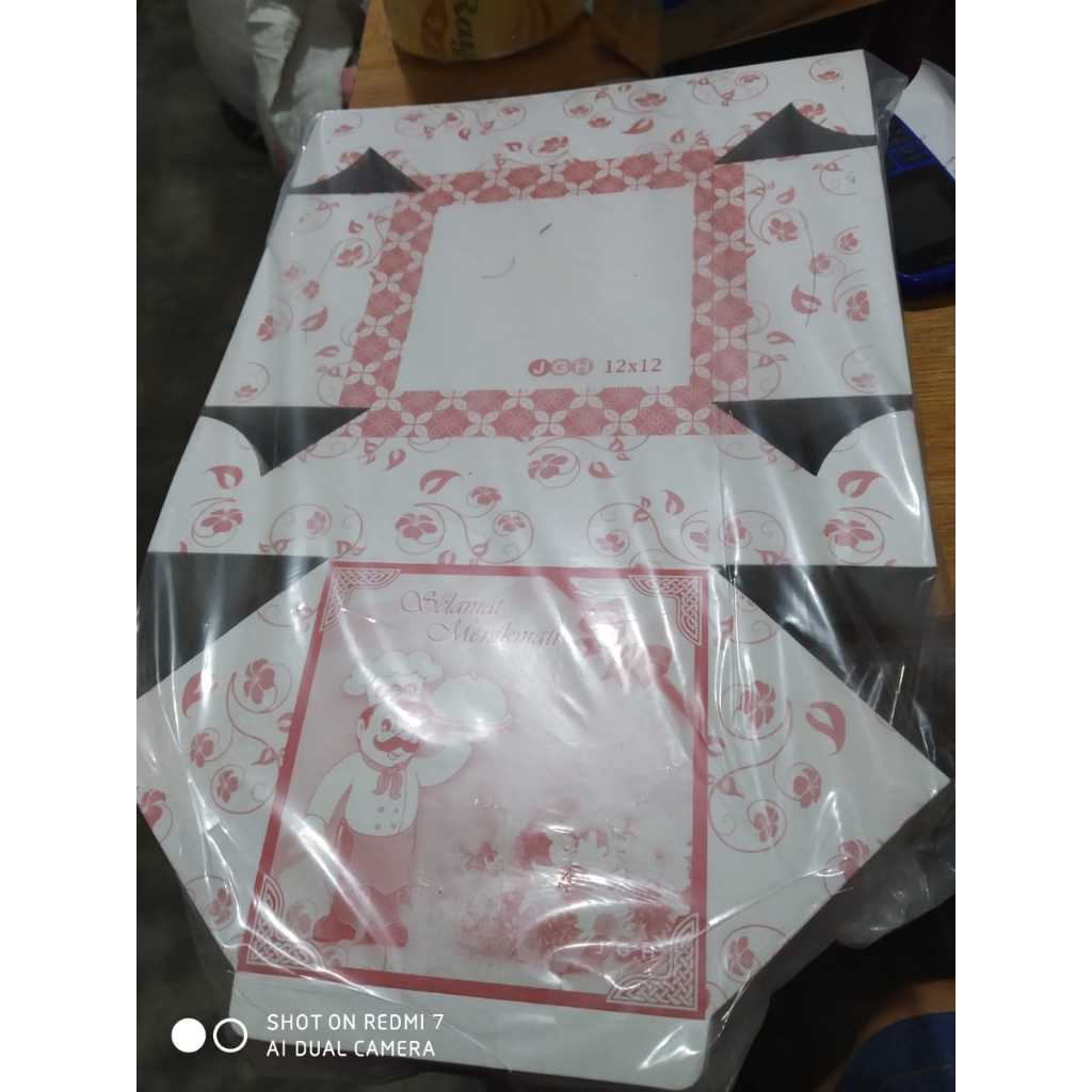 Kotak Kue Corak Selamat Menikmati 12x14 Kotak Terima Kasih