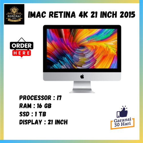 IMAC RETINA 4K 21 INCH 2015 CORE I7 16/1TB HDD + 30GB SSD ORIGINAL SECOND