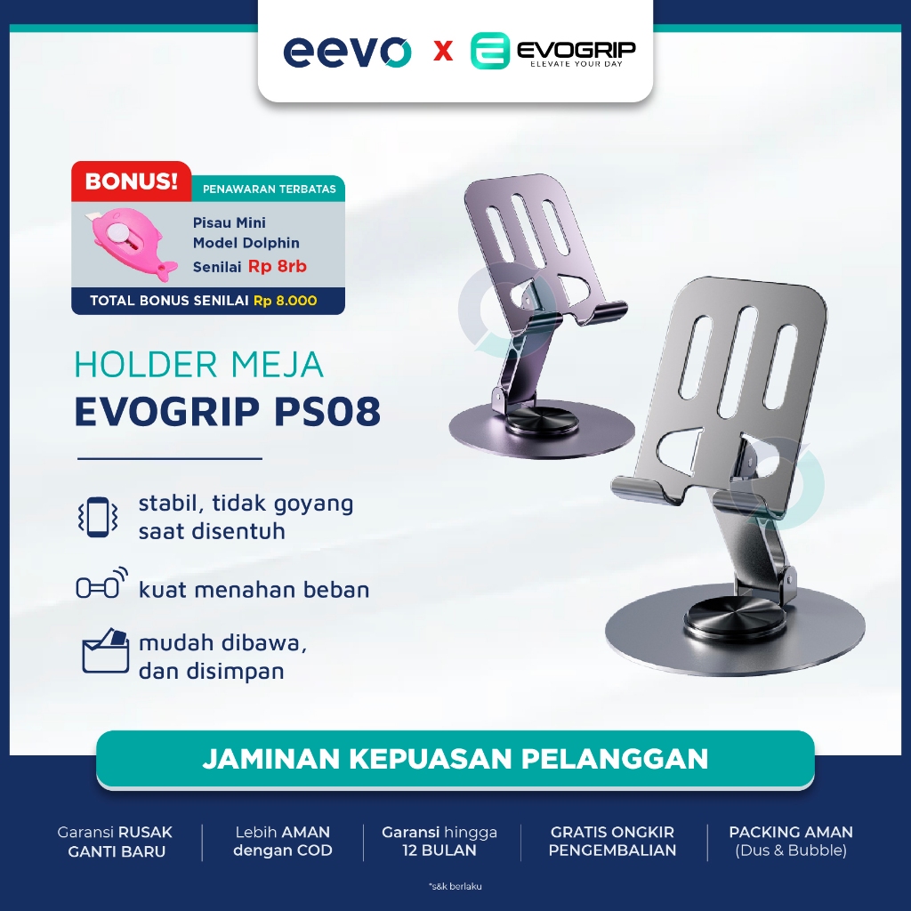 Holder HP Meja Full Besi Rotasi 360 Derajat EA32 Universal Phone Stand Bahan Alloy Dudukan Tab Berpu