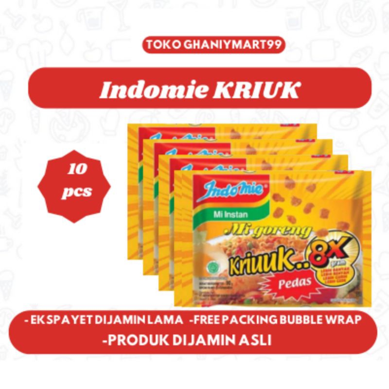 

indomie goreng pedas kriuk 8x 10 pcs bungkus