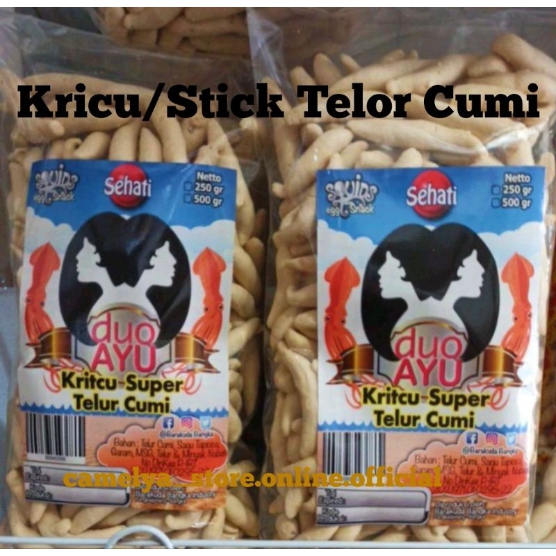 

Kricu/Stick Telor Cumi Merk Duo Ayu 250gram Belinyu Bangka