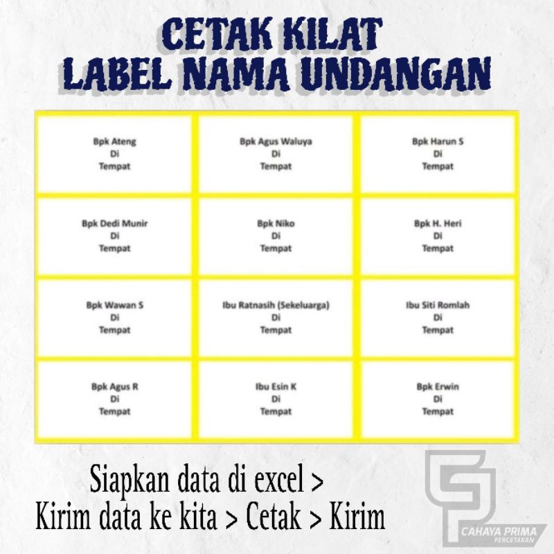 

[PAKET 84 NAMA] Cetak print Stiker Label Nama Undangan 103