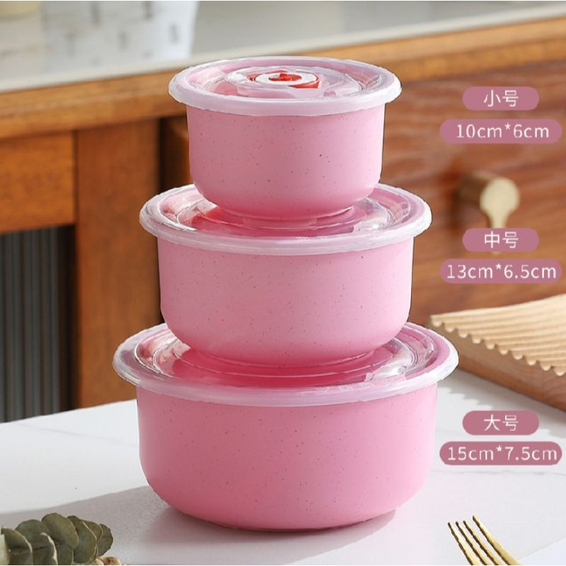 Set mangkok jerami wadah + tutup