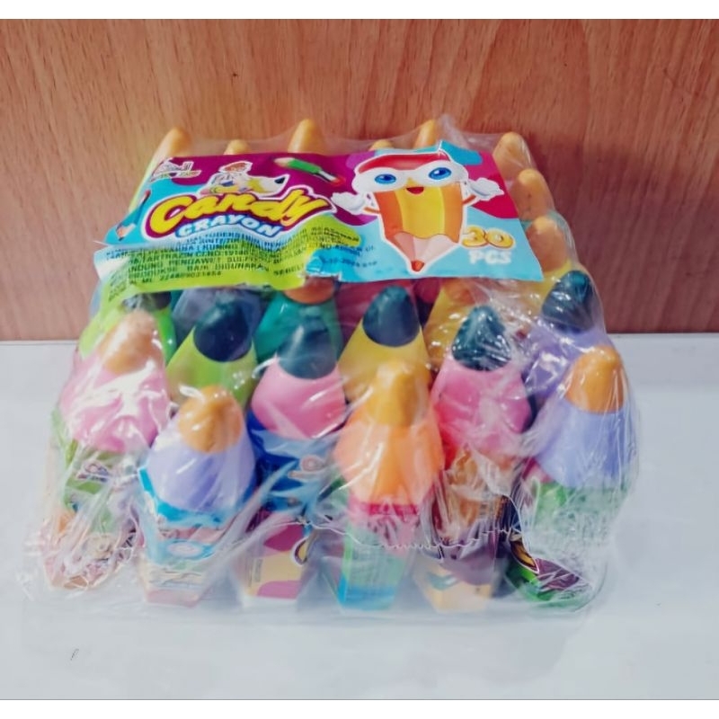 

Permen Cemilan Snack Pensil Crayon Krayon Warna Mainan Anak Murah (isi 30 pcs)