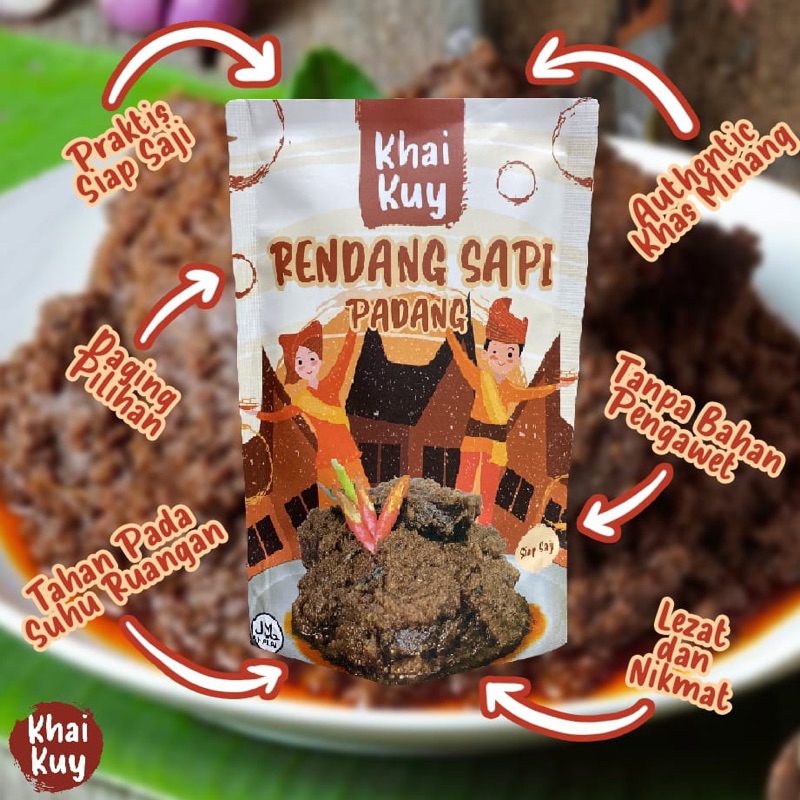 

Rendang Daging Sapi Asli Padang Kemasan siap saji 150 Gram