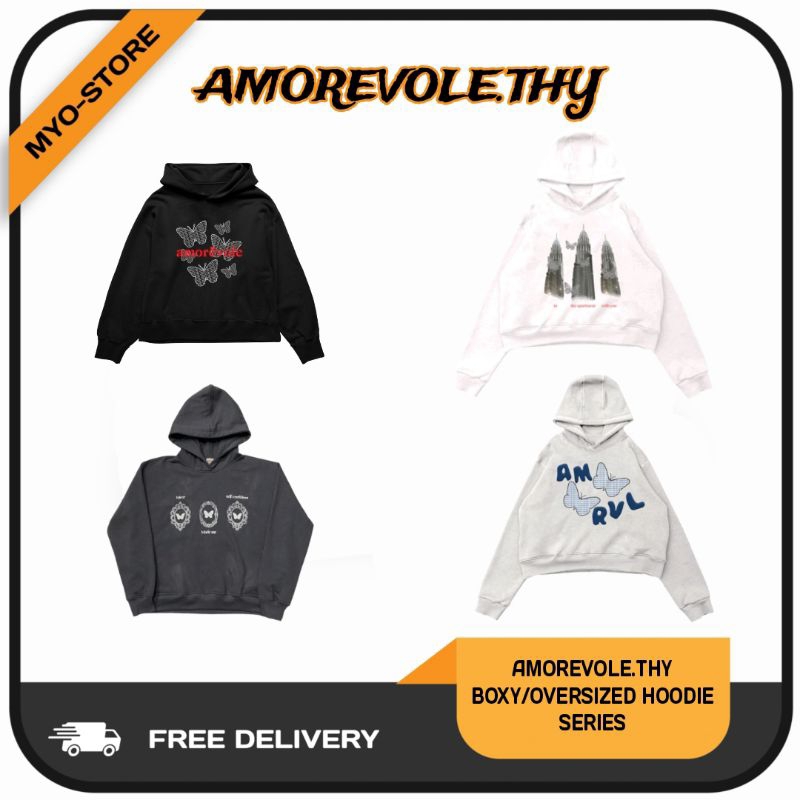 (100% AUTHENTIC) AMOREVOLE.THY HOODIE BOXY/OVERSIZED ALL COLLECTION SERIES