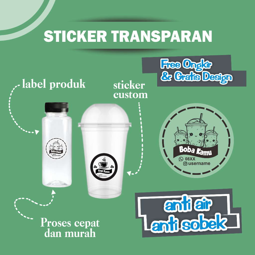 

CETAK STIKER LABEL BULAT TRNASPARAN / Stiker Bulat Transparan / Stiker TAHAN AIR / STIKER VINYL A3++