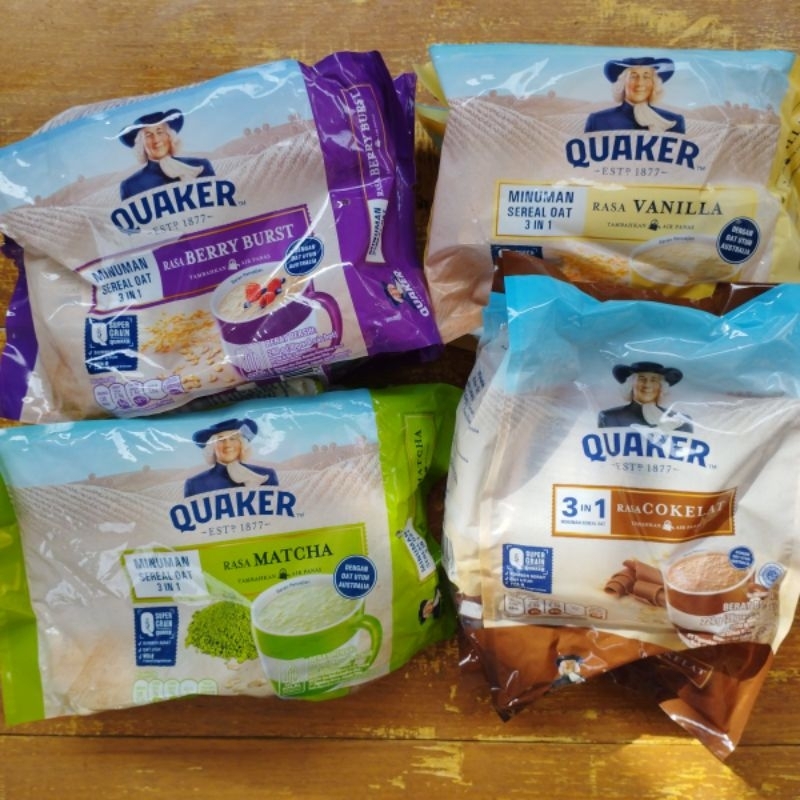 

Quaker oat oats minuman sereal 3 in 1 3in1 Vanilla cokelat berry burst matcha mocha 224gr (28gr x 8 sachet)