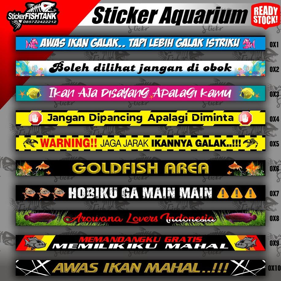 

stiker aquarium awas ikan galak lucu seri ox waterfroof bisa reques juga dsain unik nan cantik