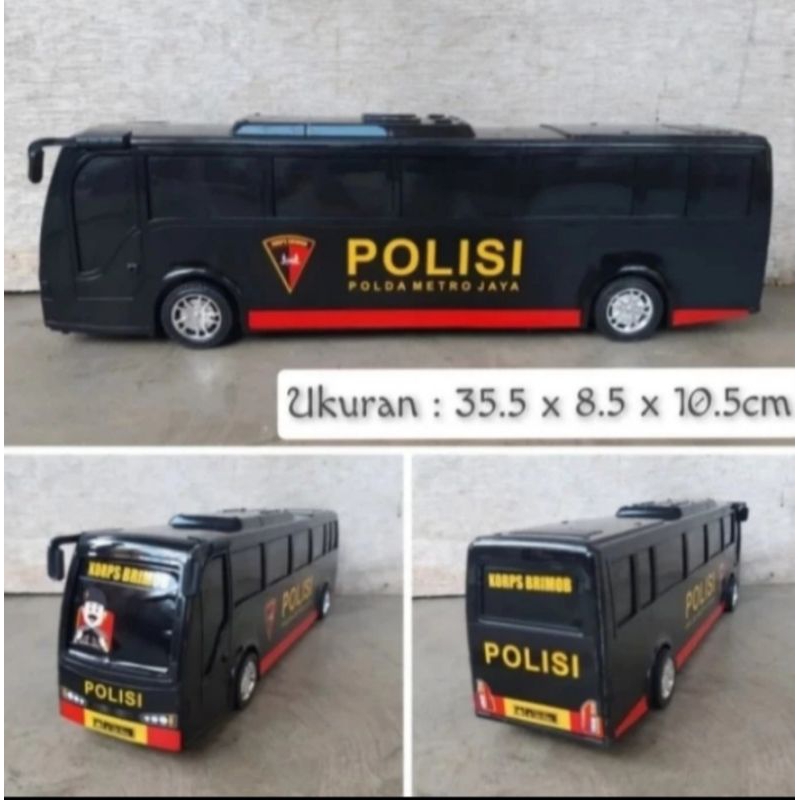 Mainan Mobil Bus Brimob - Miniatur Bis Polisi Dorong Anak Edukatif