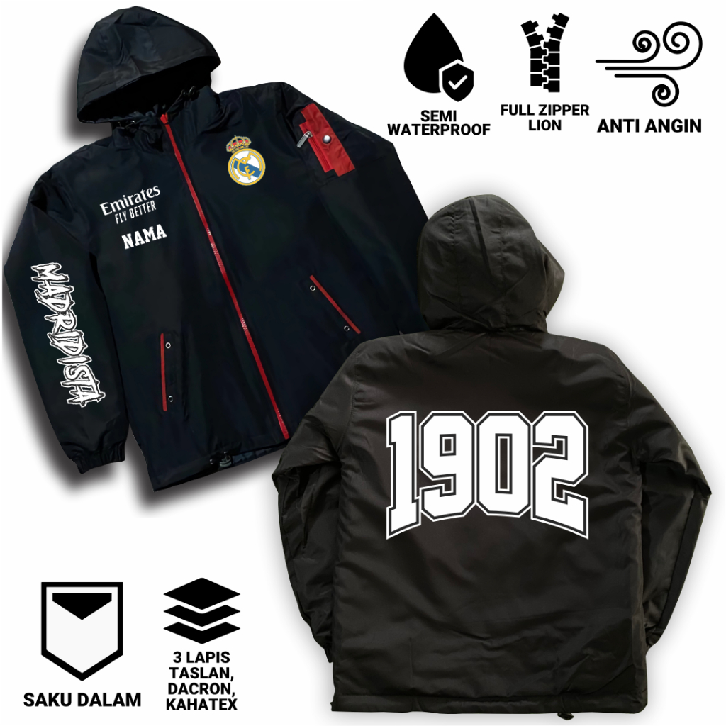 Jaket Anak Bola Real Madrid Los Blancos Parasut Semi WF