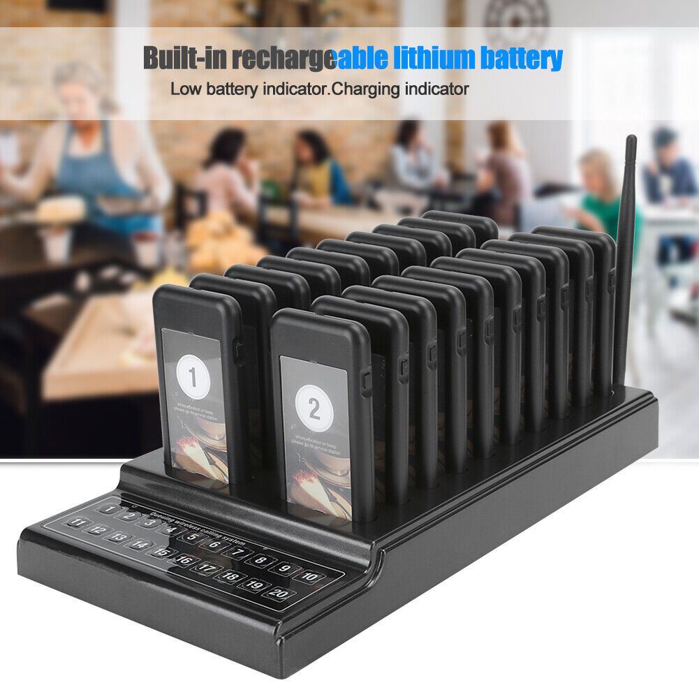 Wireless Calling System Restaurant Mesin Antrian 20 Pager