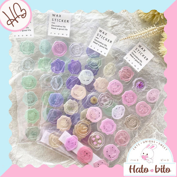 

1 set isi 18 pcs wax sticker ready to use deco stiker estetik diy journal diary vintage HB1710