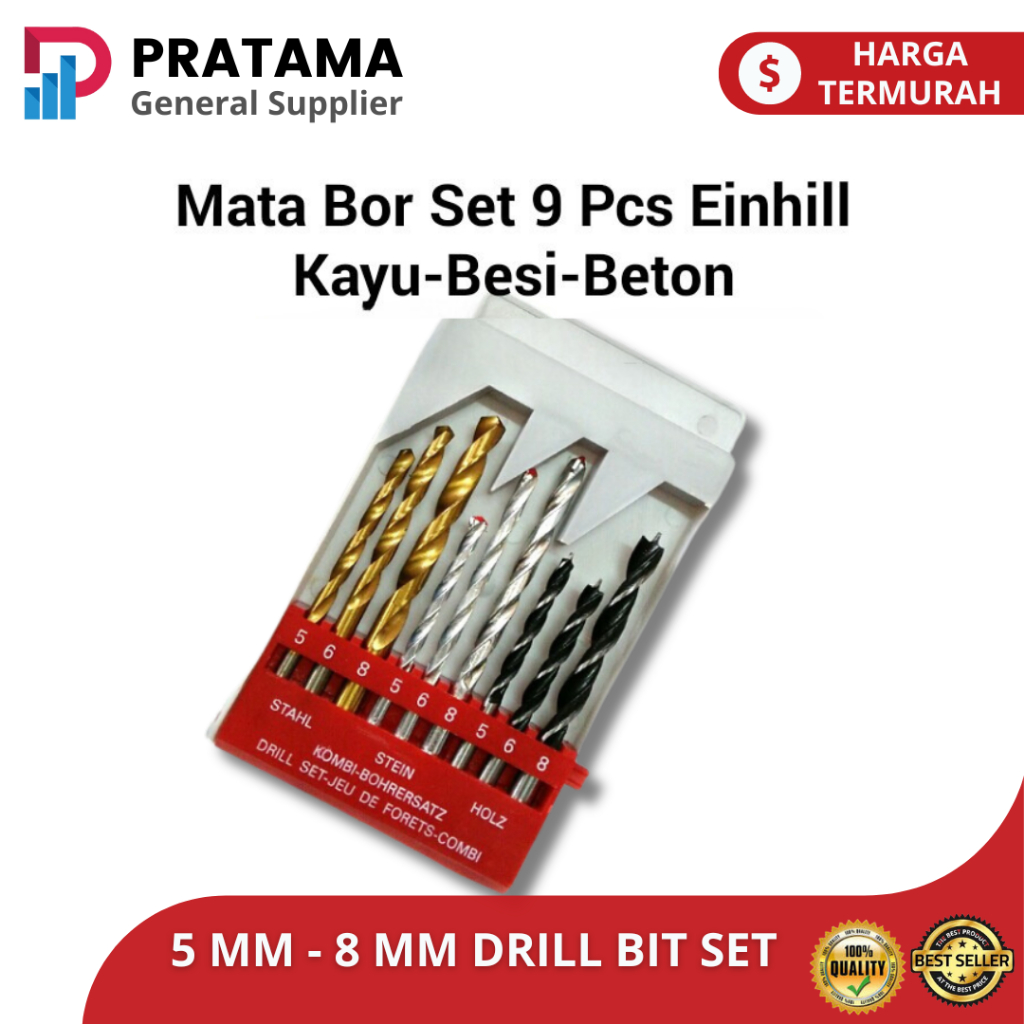 Mata Bor Besi Beton Kayu 1 set isi 9 pcs Mata Bor | surabaya