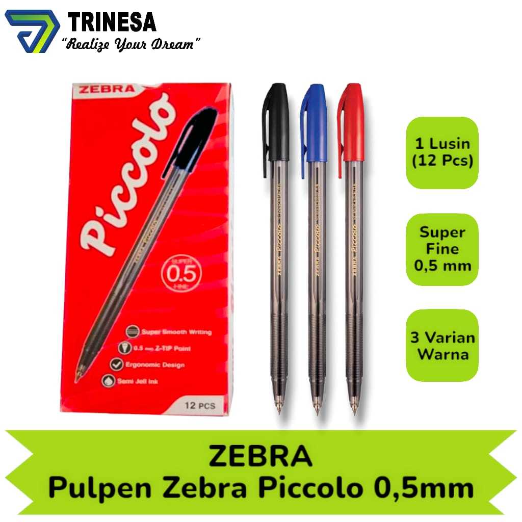 

Pulpen Zebra Piccolo (Hitam / Biru / Merah) Super Fine 0,5 mm