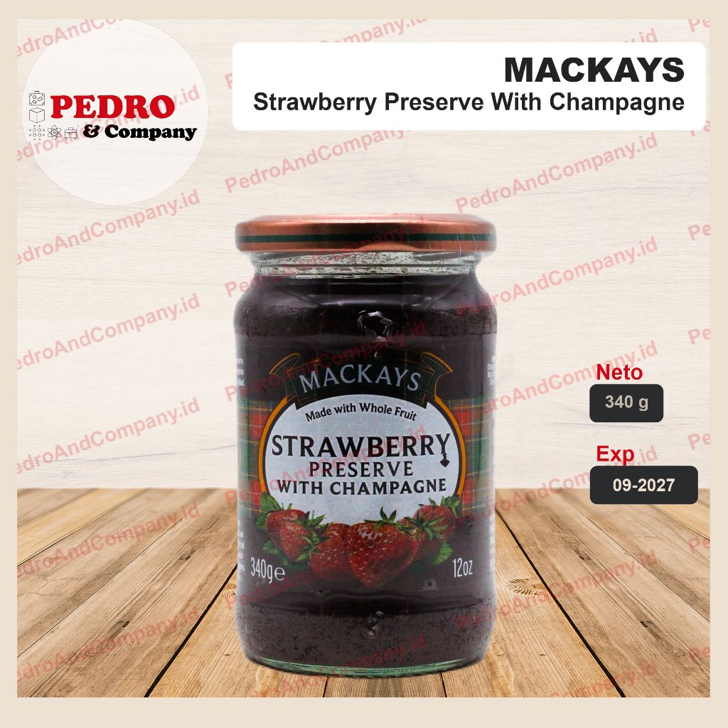 

Mackays strawberry preserve with champagne 340 gram - selai roti jam bread spread