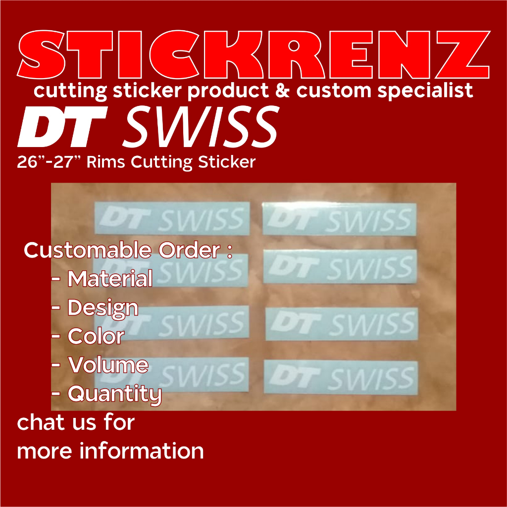 Cutting Sticker Stiker Velg Rims Sepeda Roadbike MTB 26" 27.5" DT Swiss 01 Custom
