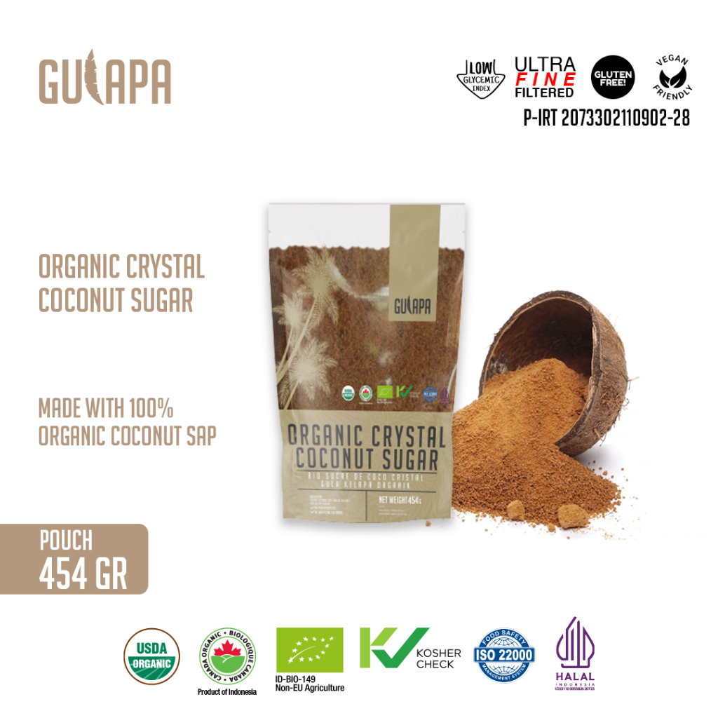 

Gulapa - Gula Kristal Kelapa Organik (Organic Crystal Coconut Sugar) Pouch 454 Gr