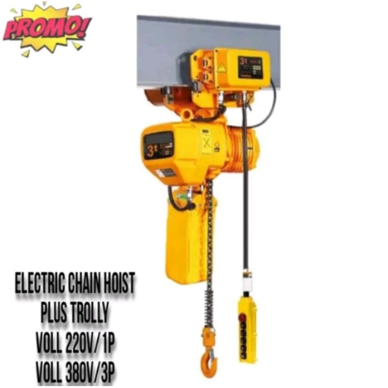 Electric Chain Hoist Crane 3 Ton X 6 meter Pluss Trrolley Electric K-YOTO JAPAN 380V